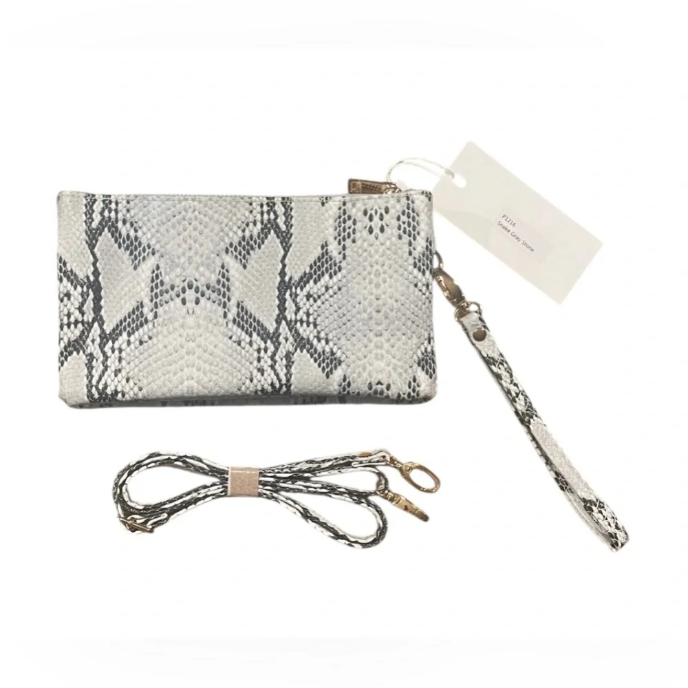 NWT Snakeskin Crossbody Wristlet Clutch